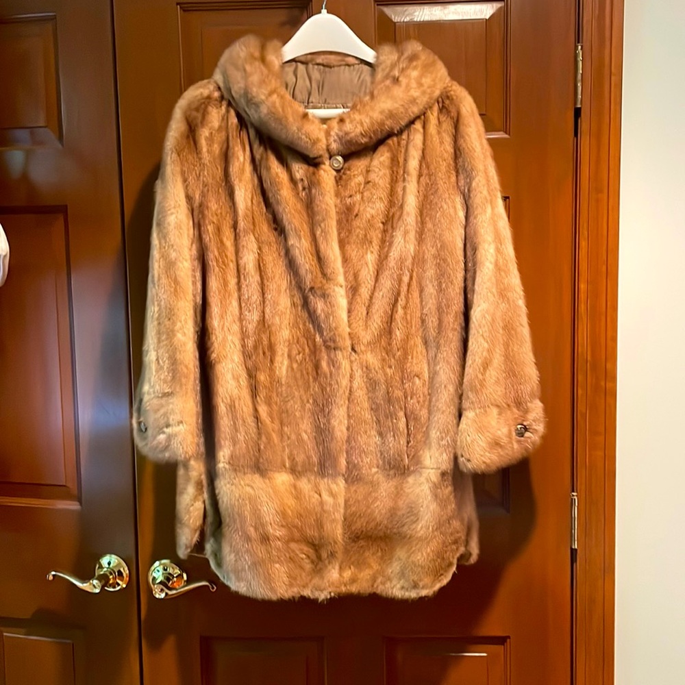Vintage Natural Mink Jacket. 20” across under arm